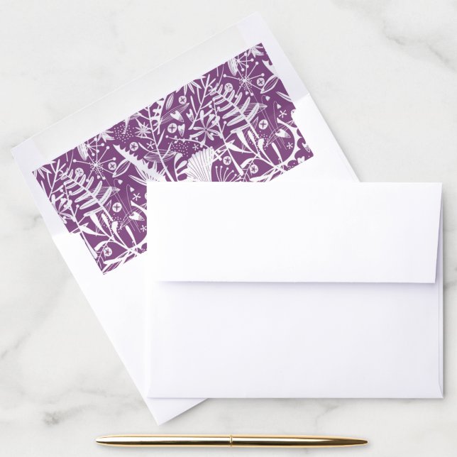 Botanical Purple Modern Envelope Liner (Desk)