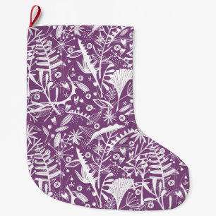 Botanical Purple Modern Large Christmas Stocking