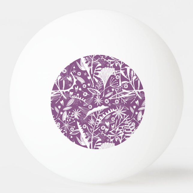 Botanical Purple Modern Ping Pong Ball (Back)