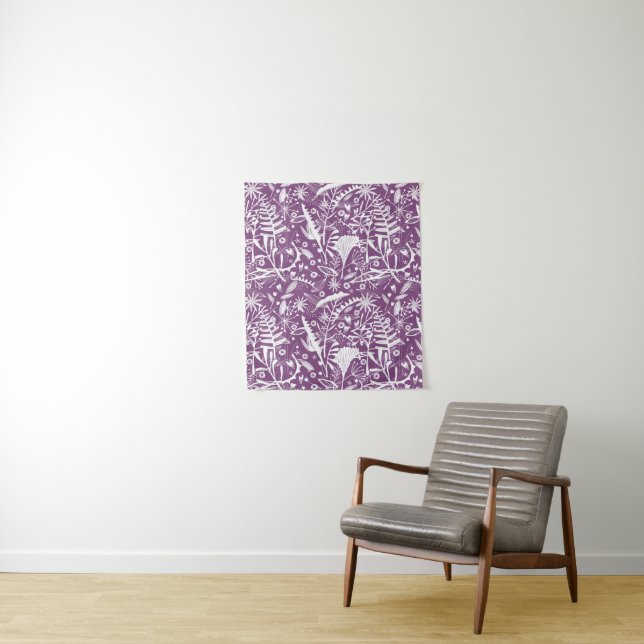 Botanical Purple Modern Tapestry (In Situ)