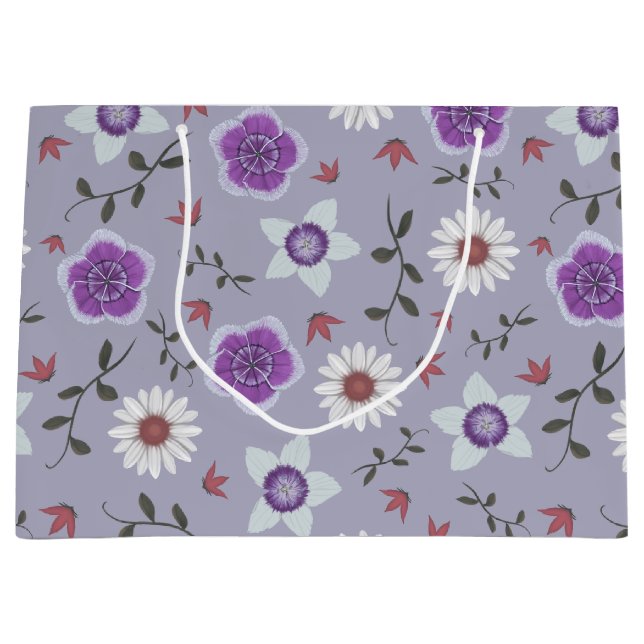Botanical Purple Modern Wildflower Large Gift Bag (Front)
