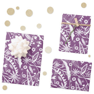 Botanical Purple Modern Wrapping Paper Sheets