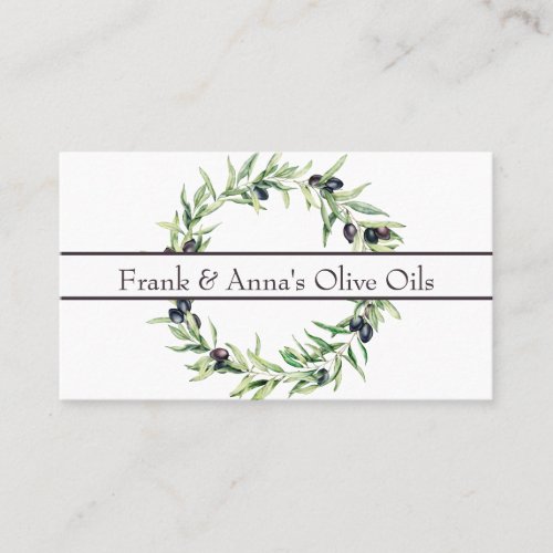 Botanical Purple Olive Wreath Olive Oil Business Card