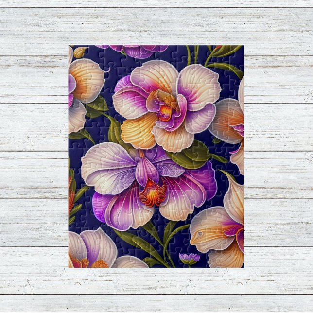 Botanical Purple Orchids Artwork Jigsaw Puzzle (Creator Uploaded)