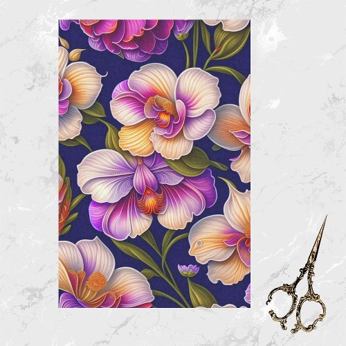 Botanical Purple Orchids Artwork Tissue Paper