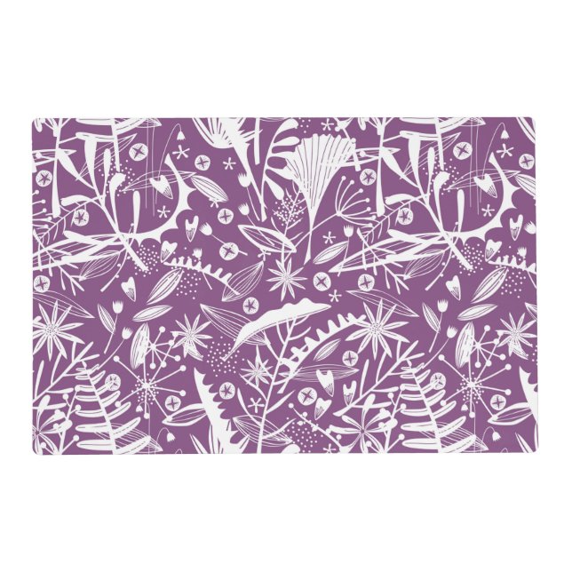 Botanical Purple plant Silhouette Placemat (Front)