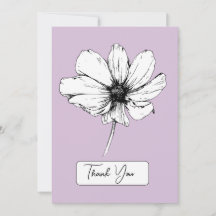 Botanical Purple Thank You Card - Cosmos Flower
