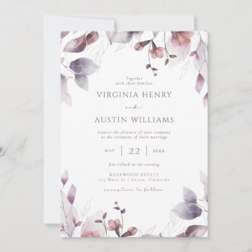 Botanical Purple Wedding Invitation