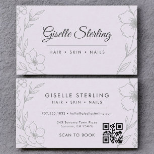 Botanical QR Code Lavender Purple Floral Beauty Business Card