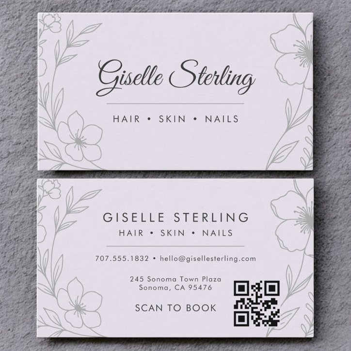 Botanical QR Code Lavender Purple Floral Beauty Business Card