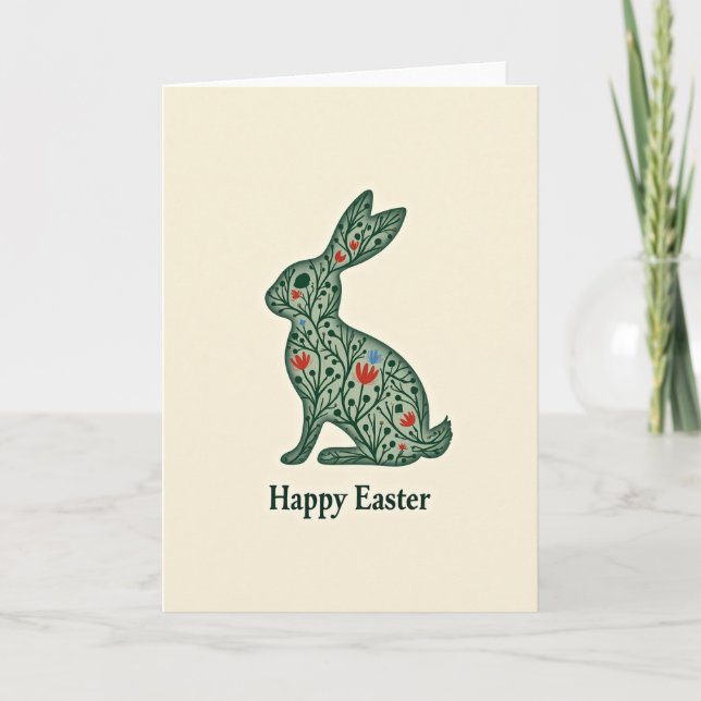 Botanical Rabbit Easter Card (Front)