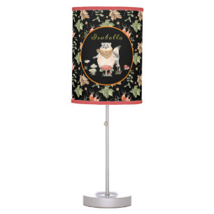 Botanical Raccoon Customize Text and Color Table Lamp