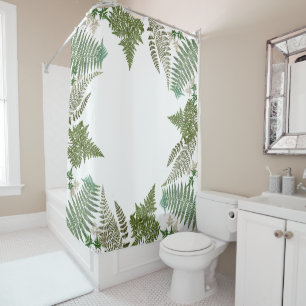 Botanical Rain Forest Ferns Leaves Shower Curtain