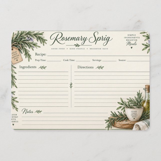 Botanical Recipe Cards (Front)
