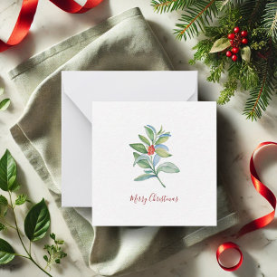 Botanical Red and Green Christmas Watercolor Note Card