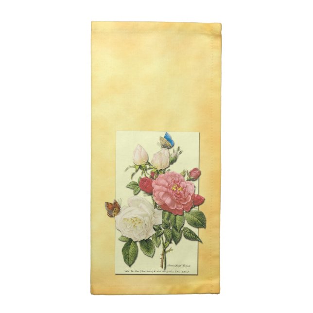 Botanical Red and White Roses Napkins (Half Fold)