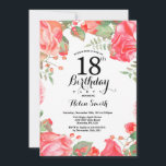 Botanical Red Floral 18th Birthday Invitation<br><div class="desc">Botanical Red Floral 18th Birthday Invitation. Floral Pink Peonies Birthday Invitation for Women. Watercolor Floral Flower. Elegant Pink Rose and Peony Flowers. Adult Birthday. White Background. Black and White. 13th 15th 16th 18th 20th 21st 30th 40th 50th 60th 70th 80th 90th 100th, Any Ages. For further customization, please click the...</div>