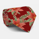Botanical Red Floral Poinsettia Christmas Holiday  Neck Tie