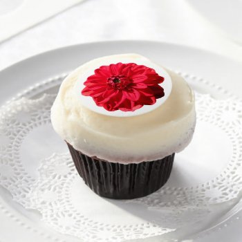 Botanical Red Garden Flower Edible Frosting Rounds by KreaturFlora at Zazzle