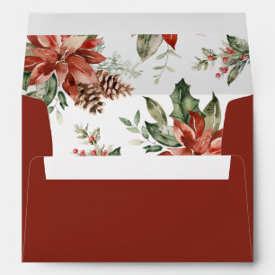 Botanical Red Holiday Envelope