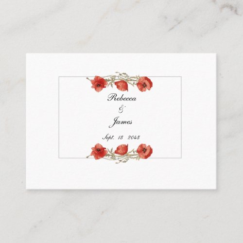 Botanical Red Poppy Wedding Name Place Cards