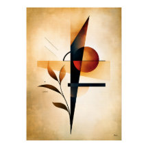 Botanical Red Sun Shibui Geometric Art