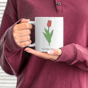 Botanical Red Tulip Pastel Flower Coffee Mug