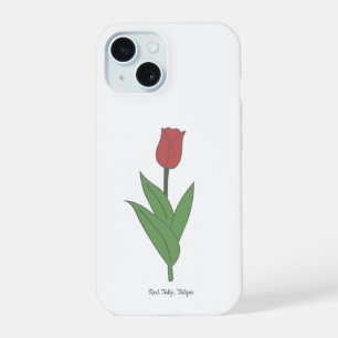 Botanical Red Tulip Pastel Flower iPhone 15 Case