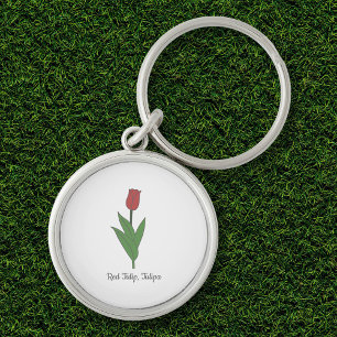 Botanical Red Tulip Pastel Flower Keychain