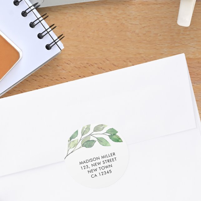 Botanical Return Address Classic Round Sticker (Creator Uploaded)