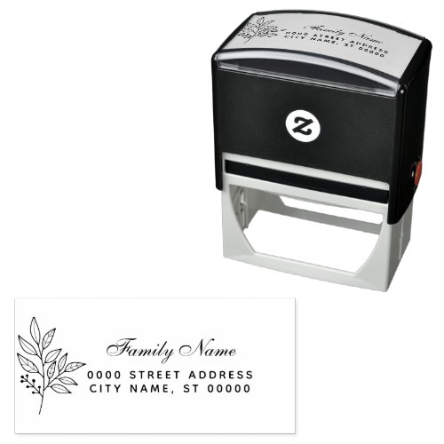 Botanical Return Address Self_inking Stamp