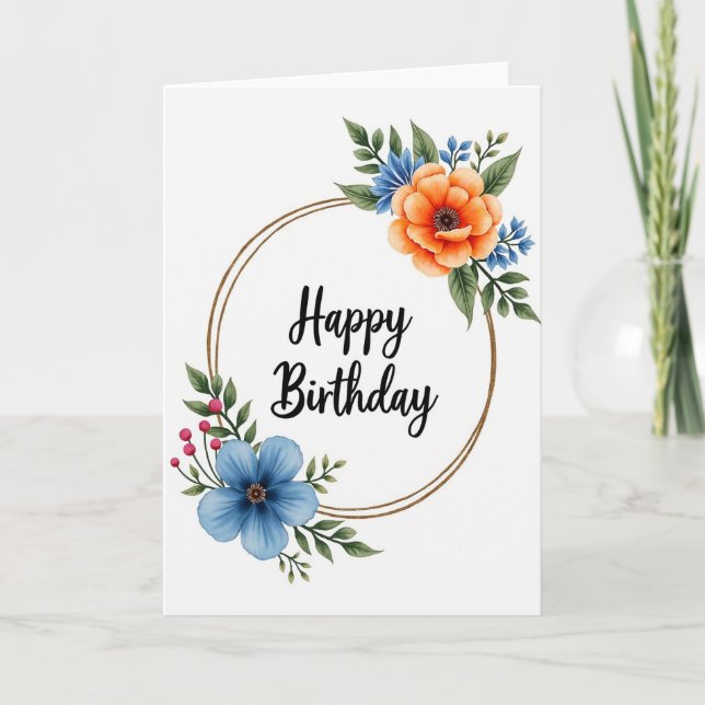 Botanical Ring Birthday Card (Front)