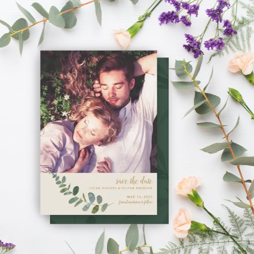 Botanical Romance  Simple Photo Save the Date Announcement