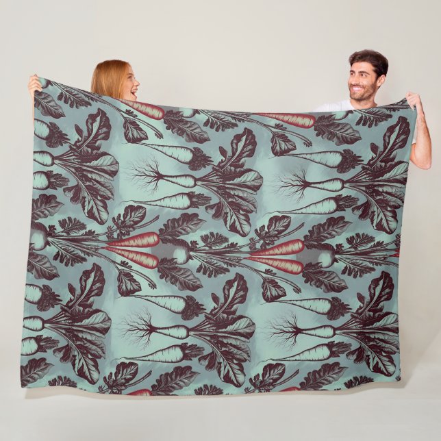 Botanical Root Vegetables Fleece Blanket – Carrot (In Situ)