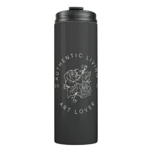 Botanical Rose Circle Logo Thermal Tumbler