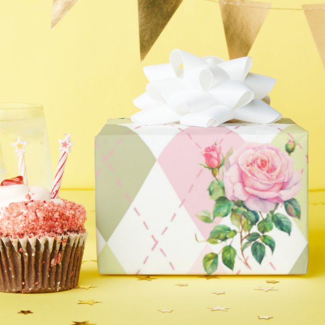 Botanical Rose Flower Gift Wrapping Paper (Birthday Party)
