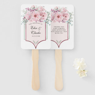 Botanical Rose Gold Floral and Eucalyptus Wedding Hand Fan