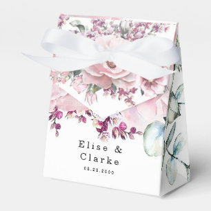 Botanical Rose Gold Floral Eucalyptus Wedding Favor Boxes