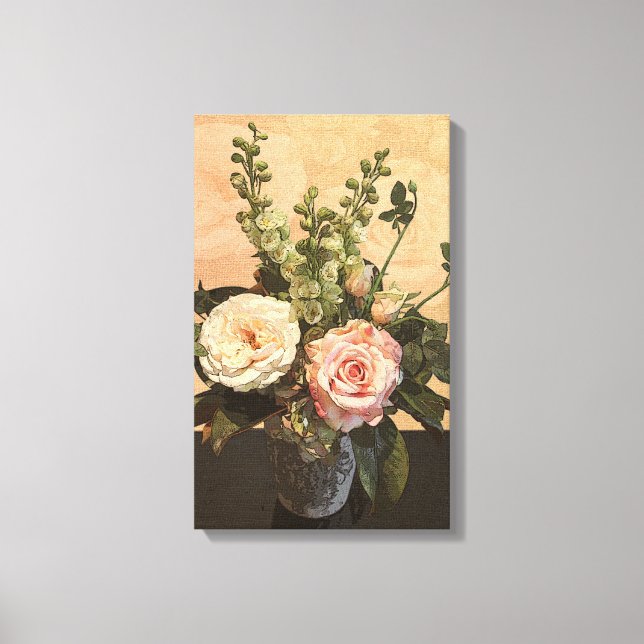 Botanical Rose Painting Canvas Print (Front)