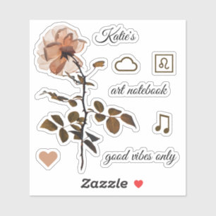 Botanical Rose with Personalized Words Sticker