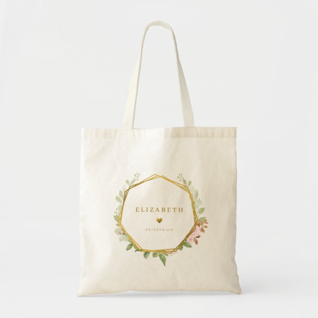 Botanical Rose Wreath Bridesmaid Tote Bag (Front)