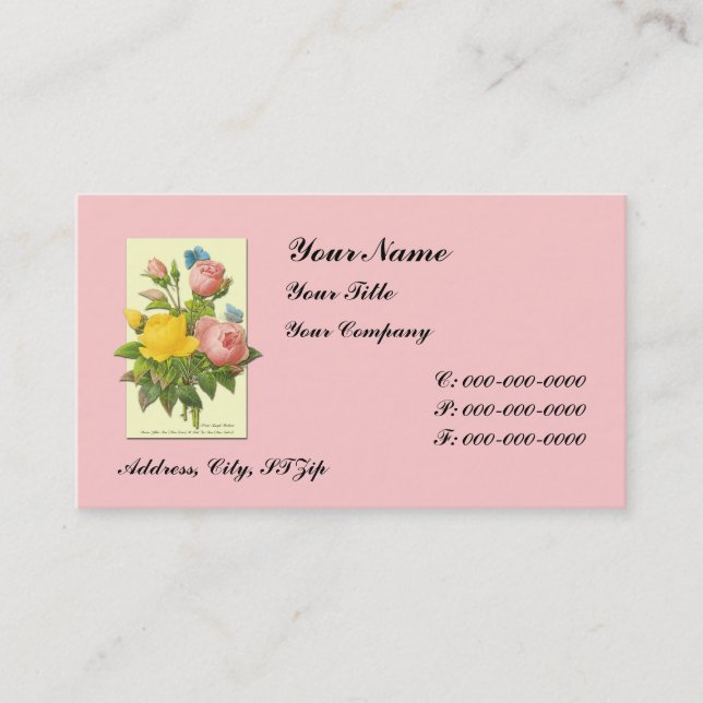 Botanical Roses Custom Business Cards (Front)