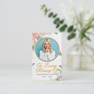 Botanical Rosy Blush Photo Funeral Prayer Card