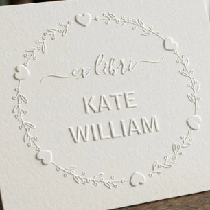 Botanical Round Heart Wreath Ex libris Embosser