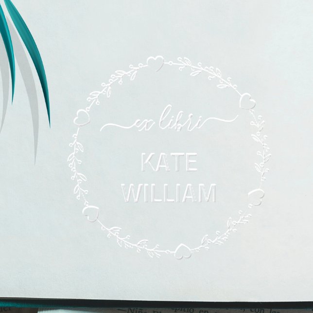 Botanical Round Heart Wreath Ex libris  Embosser (Creator Uploaded)