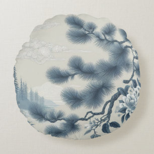 Botanical Round Pillow – Nature-Inspired Elegance