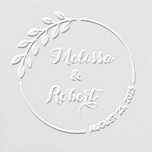Botanical Round Wreath Wedding Save the Date Embosser