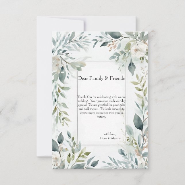 Botanical Rustic Floral Thank You Card (Front)