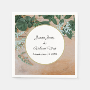 Botanical Rustic Gold Frame Custom Wedding Napkins