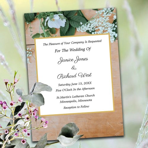 Botanical Rustic Gold Frame Wedding Invitation